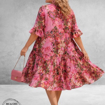 Frenzi Ibiza Jurk Roze/Multi Flowers