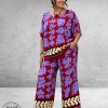 Frenzi Broekpak Bladprint Rood/Lila 