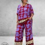 Frenzi Broekpak Bladprint Rood/Lila 