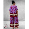 Frenzi Broekpak Bladprint Rood/Lila 