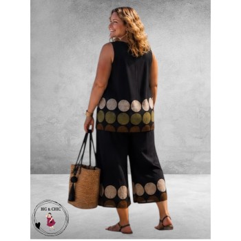 Frenzi 2-Delige Broek-Top-Set Blauw/Bruin