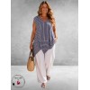 Frenzi Top Streppen Jeansblauw-Wit