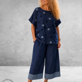 Frenzi Broekpak Jeanslook /Stippen