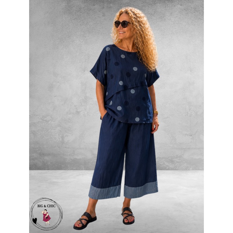 Frenzi Broekpak Jeanslook /Stippen