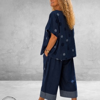 Frenzi Broekpak Jeanslook /Stippen