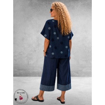 Frenzi Broekpak Jeanslook /Stippen
