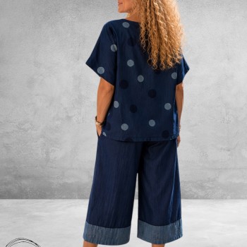 Frenzi Broekpak Jeanslook /Stippen