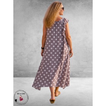 Frenzi Jurk Speelse Twist Taupe/Ecru Dots