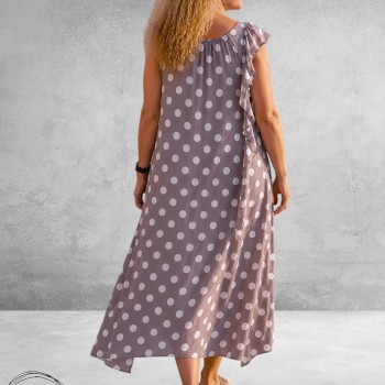 Frenzi Jurk Speelse Twist Taupe/Ecru Dots