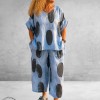 Frenzi Tweedelige Linnen Pak Lichtblauw Dots