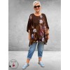 Frenzi Shirt Oversized Kunstzinnige Bloemenprint bruin