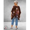 Frenzi Shirt Oversized Kunstzinnige Bloemenprint bruin