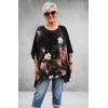Frenzi Shirt Oversized Kunstzinnige Bloemenprint Zwart