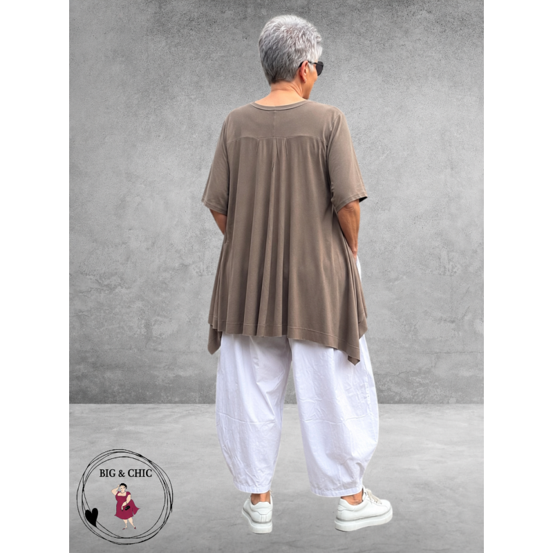 Frenzi Shirt A-Lijn Katoen Taupe