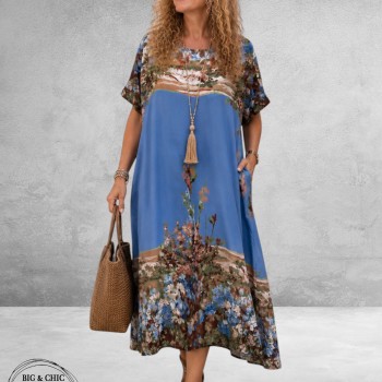 Frenzi Jurk Maxi Blauw/Bloemenprint
