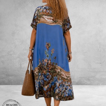Frenzi Jurk Maxi Blauw/Bloemenprint