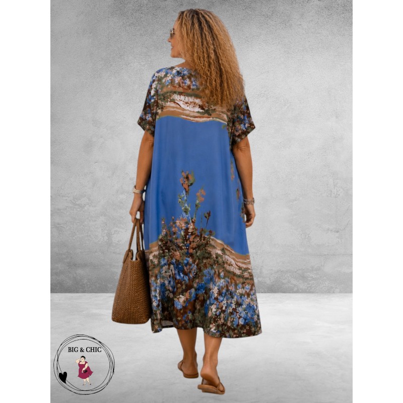 Frenzi Jurk Maxi Blauw/Bloemenprint