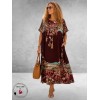 Frenzi Jurk Maxi Bordeaux/Bloemenprint