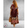 Frenzi Jurk Maxi Bordeaux/Bloemenprint