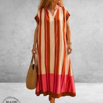 Frenzi Jurk Maxi Retro Beige/Roze