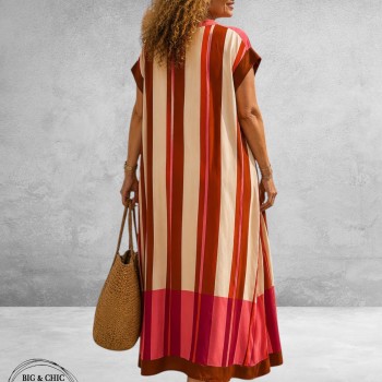 Frenzi Jurk Maxi Retro Beige/Roze