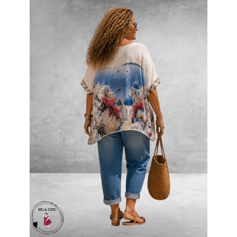 Frenzi Shirt Oversize Santorini Blauw
