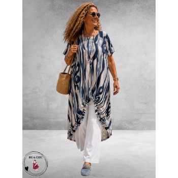 Frenzi Jurk Katoen Ballon Blauw-Wit 