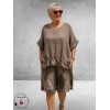 Frenzi Bermuda Linnen Bruin/Beige 