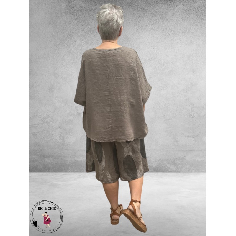Frenzi Bermuda Linnen Bruin/Beige 