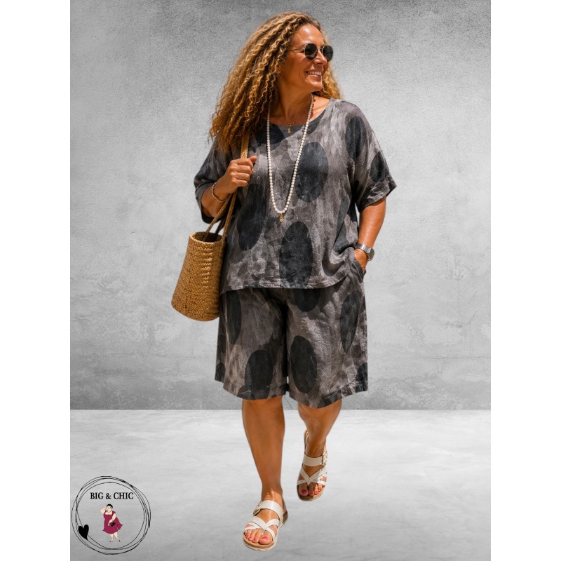 Frenzi Bermuda Linnen Bruin/Beige 