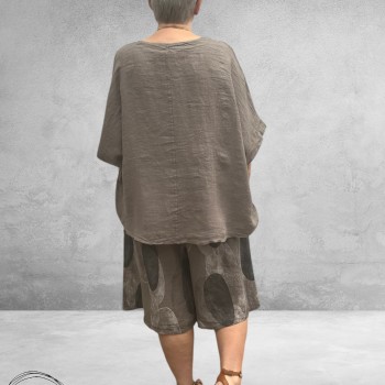 Frenzi Shirt Linnen Overslag Taupe