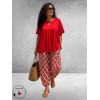 Frenzi Ballonbroek Rood/Wit Grafiek Print