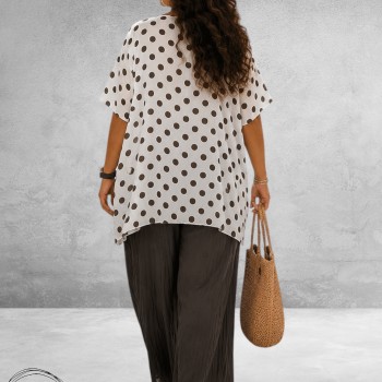 Frenzi Shirt twee laags Wit/Bruin/Dots