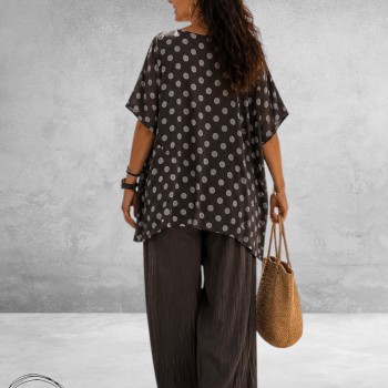 Frenzi Shirt twee laags Bruin/Taupe Dots