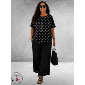 Frenzi Shirt twee laags Zwart/Grijs Dots