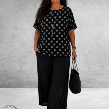 Frenzi Shirt twee laags Zwart/Grijs Dots