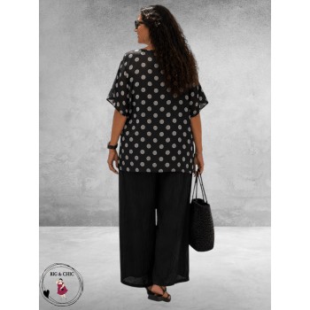 Frenzi Shirt twee laags Zwart/Grijs Dots