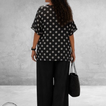 Frenzi Shirt twee laags Zwart/Grijs Dots