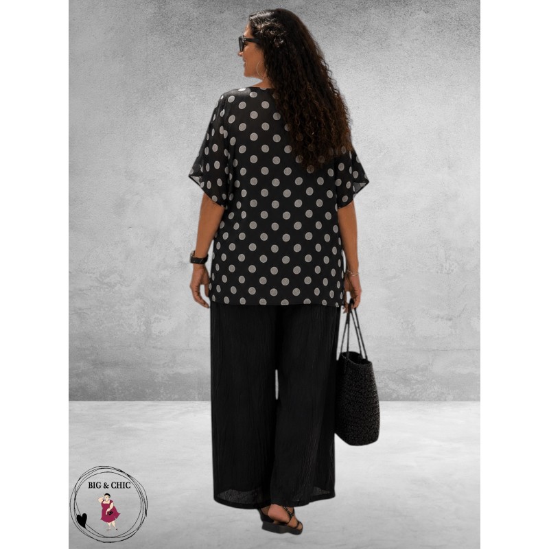 Frenzi Shirt twee laags Zwart/Grijs Dots