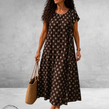 Frenzi Jurk Speelse Twist Bruin/Taupe Dots