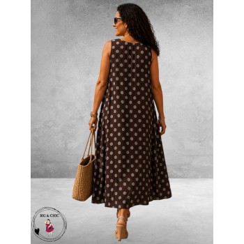 Frenzi Jurk Speelse Twist Bruin/Taupe Dots