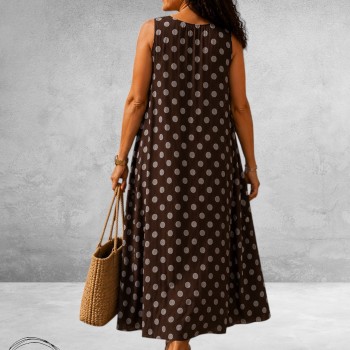 Frenzi Jurk Speelse Twist Bruin/Taupe Dots