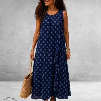 Frenzi Jurk Speelse Twist Marine/Lichtblauw Dots