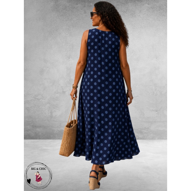 Frenzi Jurk Speelse Twist Marine/Lichtblauw Dots