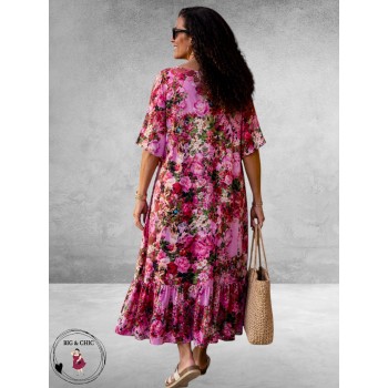 Frenzi Jurk Maxi Ibiza Flowers Roze