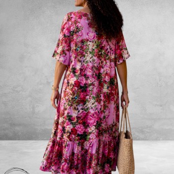 Frenzi Jurk Maxi Ibiza Flowers Roze