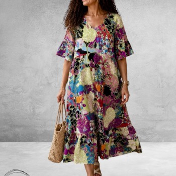 Frenzi Jurk Maxi Ibiza Print Toscane