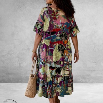 Frenzi Jurk Maxi Ibiza Print Toscane