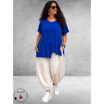 Frenzi Shirt Koningsblauw Asymmetrisch