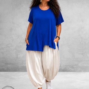Frenzi Shirt Koningsblauw Asymmetrisch